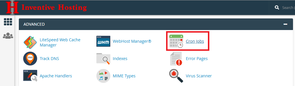 Locate the Cron Job icon